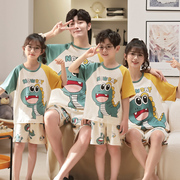 3套价亲子睡衣夏季短袖，一家三口家母女，儿童庭套装纯棉情侣家居服