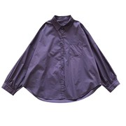 紫色衬衫上衣女装设计感早春2024年通勤褶皱，下摆纯色长袖外套