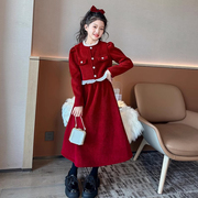 女童秋冬连衣裙套装韩版中大童时尚洋气小香风半身裙外套两件套潮