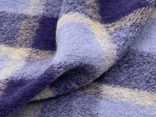 意大利进口紫蓝撞色90%wool千层，酥针织羊毛，布料秋冬大衣外套面料