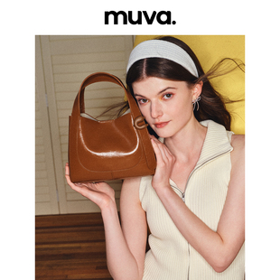 muva欧美时尚菜篮子手提包女高级感小水桶包小众(包小众)斜挎单肩包mu356