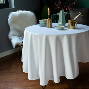 纯白色桌布布艺简约现代纯色，北欧风长方形酒店，咖啡厅西餐厅餐台布