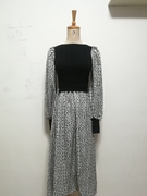 24年春季时尚韩版优雅气质，针织拼接长袖，显瘦碎花大裙摆连衣裙