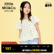 little moco童装夏装女童纯棉方领泡泡袖短袖上衣小女孩儿童衣服