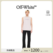 off-white男士浅灰色标语印花坦克，背心夏季t恤