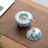 烟灰缸陶瓷复古家用个性时尚客厅茶几带盖高级防飞灰烟缸摆件