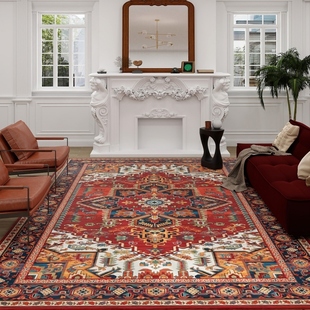 子凡/美式复古客厅地毯卧室床边圈绒毛毯轻法式风加厚地垫高级感