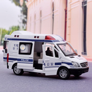 真合金车模型声光回力可侧开门公安救护警车儿童玩具8909b