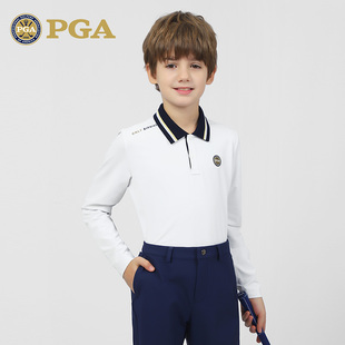 美国PGA儿童高尔夫球服装男童装长袖T恤青少年时尚春秋季衣服套装