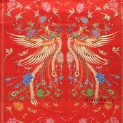 中国风旗袍礼服凤袍影视舞台，蒙古袍装饰布，提花纺云锦对凤凤凰面料