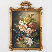 106复古手绘花卉油画，别墅美式客厅，玄关挂画纯手工欧式异形