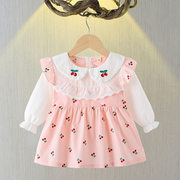 0-1-2岁女童韩版秋装长袖连衣裙6个月女宝宝洋气裙子婴儿公主裙潮
