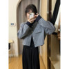 韩版设计感小香风高级感灰色立领时髦气质外套夹克西装春秋短款女