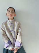 复古棉衣女童中式2024春款中国风轻薄粉色新年唐装外套拜年上衣