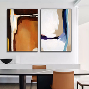 手绘油画后现代美式二联挂画客厅沙发墙餐厅抽象装饰画样板房壁画