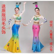 孔雀舞蹈服装鱼尾裙成人儿童傣族演出服女少数民族舞台表演服