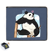 熊猫可爱短款钱包花花萌兰和花学生个性帆布男青少年简约两折钱夹