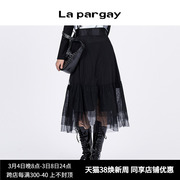 纳帕佳2024春季黑色蕾丝，两件套可拆分牛仔，半身裙个性设计半裙