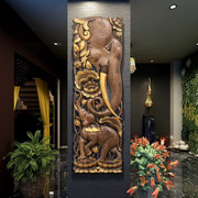 泰国柚木雕花板客厅大象条屏，壁饰实木雕花，装饰隔断酒店会所屏风