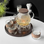 玻璃花茶壶套装日式水果，茶壶蒸茶煮茶壶耐高温家用泡，茶壶下午茶具