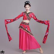 原版汉唐舞蹈楚优古典舞蹈演出服女童中国风民族红色水袖表演套装