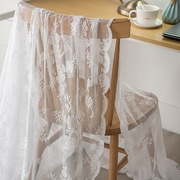 美式复古餐桌装饰茶几长条白色花卉蕾丝桌旗鞋柜盖布背景布野餐布