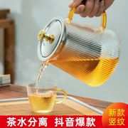 带把竖纹耐热玻璃家用煮茶壶酒店饭馆电陶炉养生泡花茶茶壶