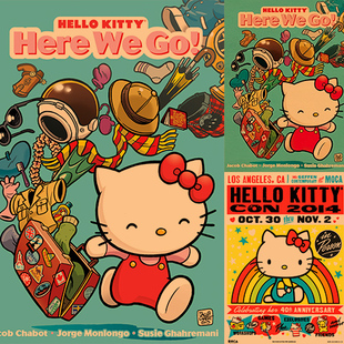 hellokitty卡通动漫凯蒂猫复古牛皮纸，海报壁纸装饰画挂画芯