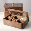 黑胡桃木干果盒家用客厅茶几多层分格带盖糖果盒实木零食收纳盒