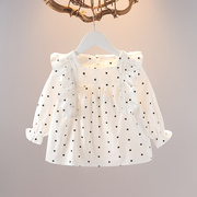 女童长袖娃娃衫棉布衬衣，1-3岁女宝宝秋装，棉布衬衫婴幼儿洋气上衣