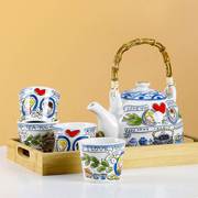 日式陶瓷水壶水杯套装家用茶具，茶壶杯组合创意卡通提梁壶荷兰太太