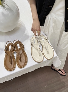 夹脚软平底凉鞋女夏款2024年韩版法式仙女休闲度假沙滩罗马鞋