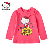 Hello Kitty凯蒂猫童装春女童娃娃领棉长袖T恤打底衫可爱上衣