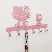 kt猫钥匙收纳卡通，挂钩创意hellokitty装饰铁艺壁挂墙上粘钩粉色