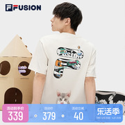 FILA FUSION斐乐情侣运动T恤男2023夏季百搭印花潮流短袖上衣女t