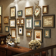欧式奢华复古实木照片墙挂墙，美式相框墙客厅，沙发背景墙创意组合画
