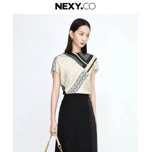 nexy.co奈蔻夏季时尚，设计感商务小众舒适蝙蝠，袖雪纺衫女装