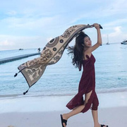沙滩防晒披肩女夏民族，风围巾泰国旅游丝巾超大海边纱巾长款沙滩巾