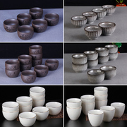 茶杯6只装陶瓷品茗杯10个功夫茶杯子黑冰，茶具茶碗家用白瓷小茶盏
