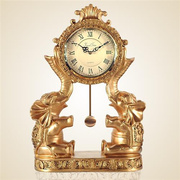 定制欧式钟表座钟台钟客厅创意，桌面摆件大象时钟复古大号简约石
