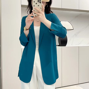 雪纺小西装外套女2024韩版修身薄款长袖，高级感西服上衣防晒衣