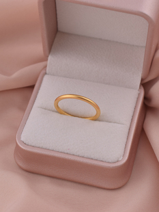 S925纯银素圈戒指女古法传承18K金指环素戒小众设计2023年潮