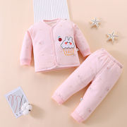 婴儿棉衣冬季保暖两件套装男女宝宝秋冬加厚棉衣服新生0-3-6个月