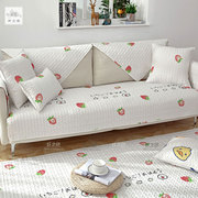 北欧纯棉斜纹绗缝沙发垫卡通，可爱布艺坐垫，客厅皮沙发罩巾四季通用
