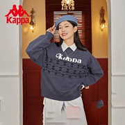 kappa卡帕女套头卫衣2023夏季圆领针织罗纹纯棉印花套头衫