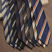 复古咖色蓝色条纹领带，手打正装职业上班商务，休闲新郎结婚主持领带