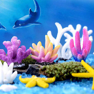 27款微景观海景造景小饰品仿真树脂珊瑚水族箱鱼缸装饰小摆件海星