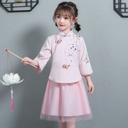 民国风儿童学生套装中式复古古筝合唱演出服装中国风女童仙女汉服