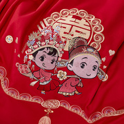 大红色婚庆结婚四件套床上用品1.5m18米床笠被套枕套新婚高档龙凤