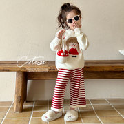 女童秋装套装韩版女宝宝毛线裤两件套儿童时髦洋气毛衣童装针织衫